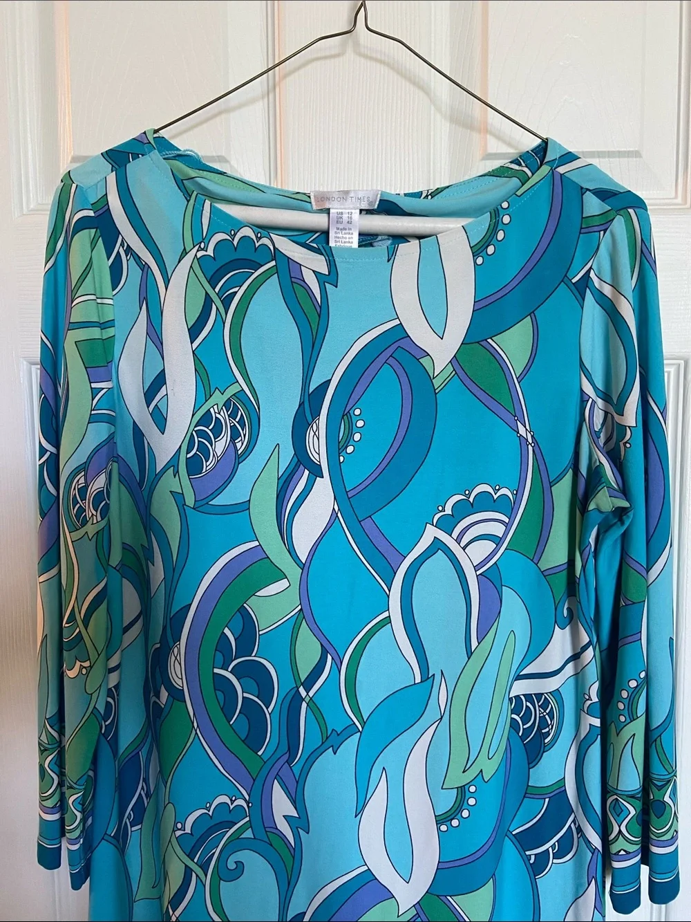 Women’s Blue & Teal Printed Shift Dress - Picture 3 of 5